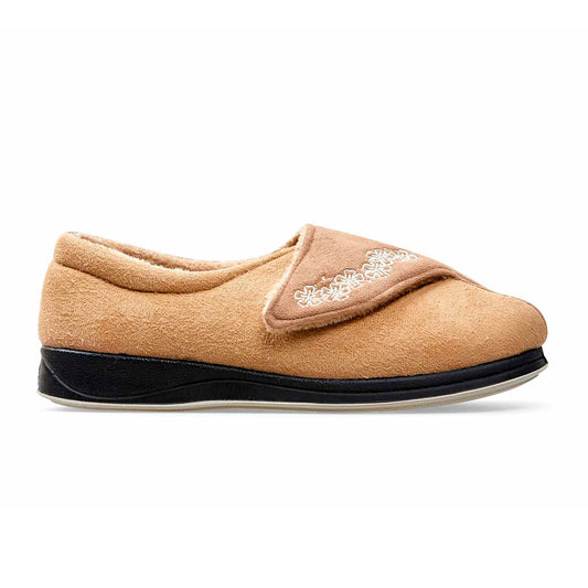 PADDERS HUG Ladies Slippers - Taupe/Camel Combi