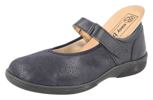 EasyB TANSY Blue Leather / Stretch 2E-4E Fit Ladies