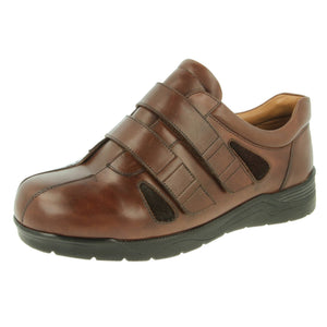 EasyB Men's DARREN - 6E-8E Extra Deep Leather Velcro Shoe