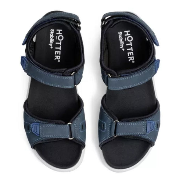 HOTTER WALK II Navy Nubuck Velcro Comfort Walking Sandal -Extra Wide EEE Fit