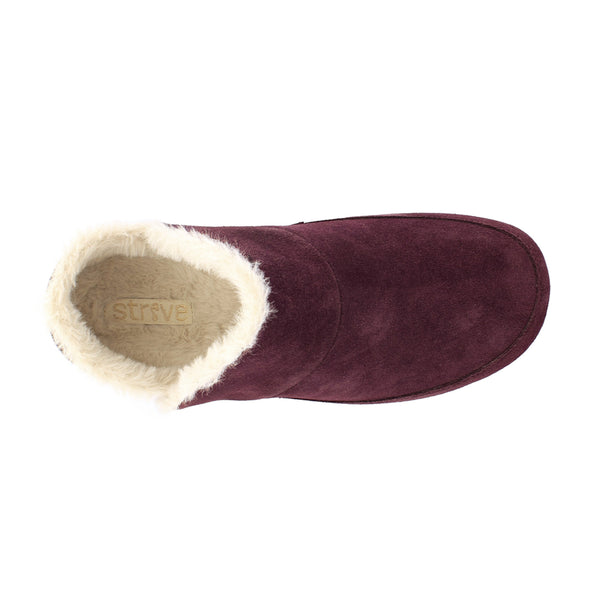 STRIVE GENEVA Slippers with Arch Support in Plum Suede