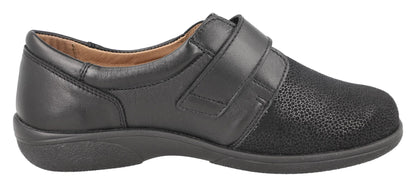 EasyB PETULA Ladies Black Leather / Stretch 2E-4E Fit Ladies