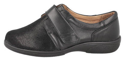 EasyB PETULA Ladies Black Leather / Stretch 2E-4E Fit Ladies