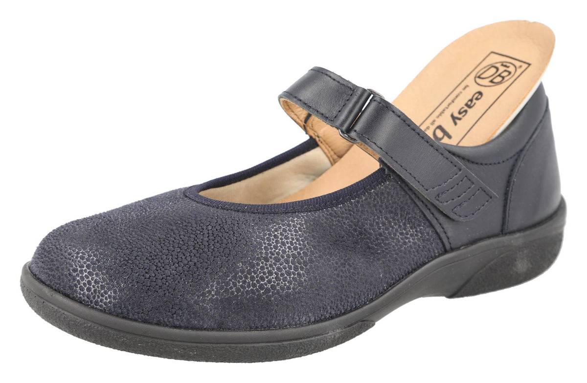 EasyB TANSY Blue Leather / Stretch 2E-4E Fit Ladies