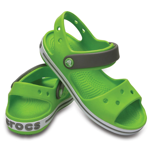 SALE - Crocs KIDS Crocband Sandal - Volt Green / Smoke - 12856-3K9