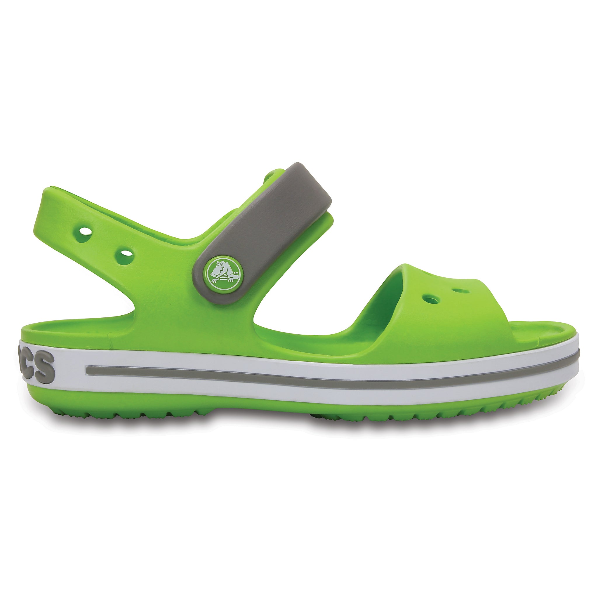 SALE - Crocs KIDS Crocband Sandal - Volt Green / Smoke - 12856-3K9