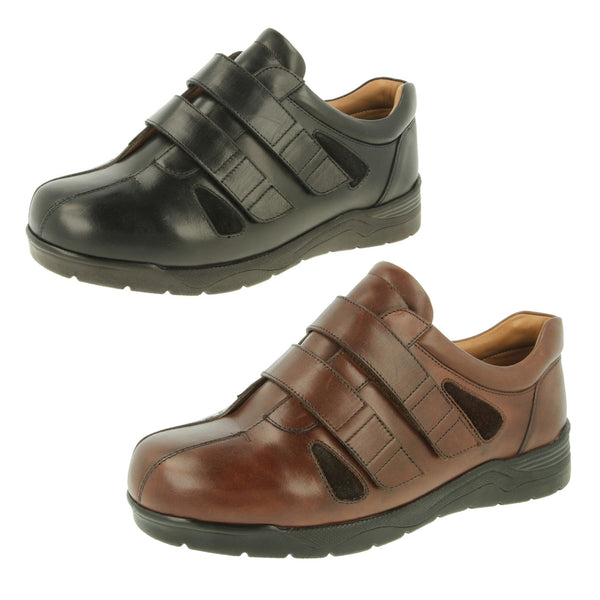 EasyB Men's DARREN - 6E-8E Extra Deep Leather Velcro Shoe